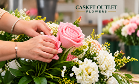 Florist Arranging Funeral Flowers